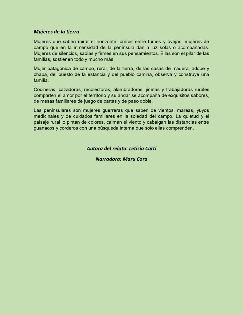 Mujeres de la tierra texto del relato